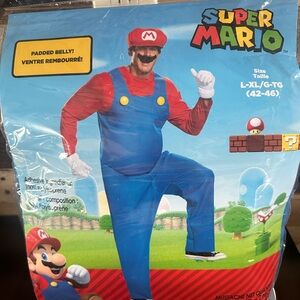 Super. Mario Brothers Red and Blue Costume with Padded Belly